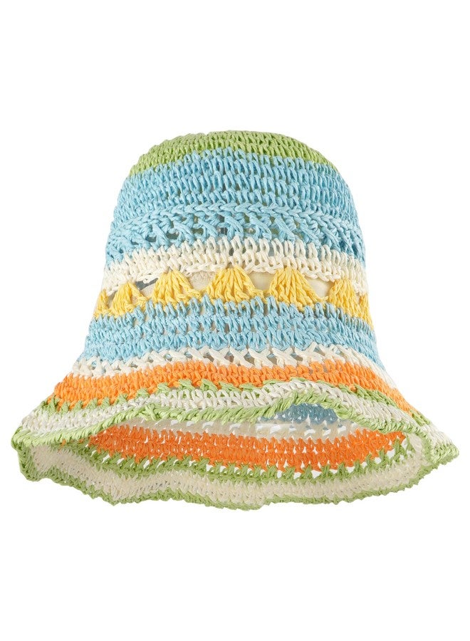 Minache Foldable Wide Brim Colorful Crochet Straw Hat Outdoor Visor Hat for Women Girl (08205 C) - Image 1